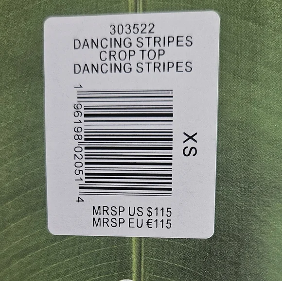 NWT FARM Rio 'Dancing Stripes' Puff Sleeve Crop Top, Size XS - Picture 12 of 16